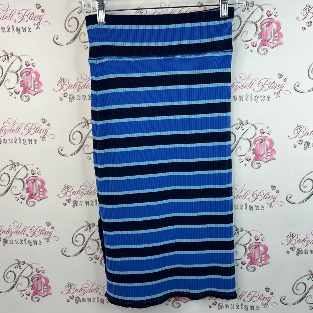 Aerie skirt long stripes or tube dress Navy and Sky Blue Striped Pencil Skirt